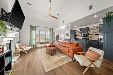 The open floorplan seamlessly connects the living