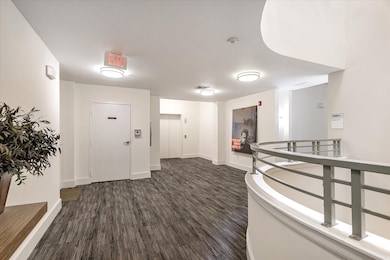 Bright and well-maintained hallway leading to the unit entrance.
