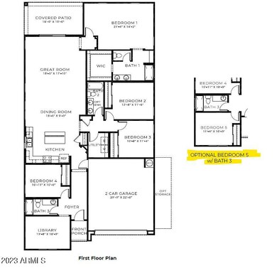 Blackstone Floor Plan with Bedroom 5 Opt