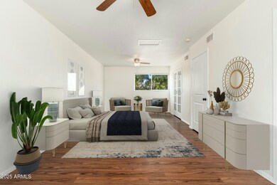 Primary bedroom, virtually staged