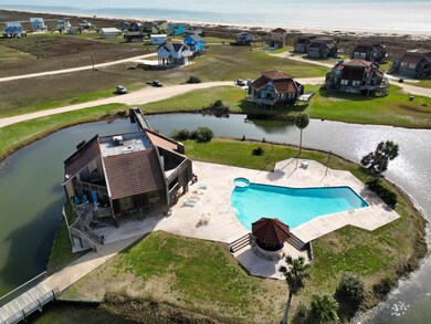 Pool complex with a swim up bar