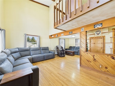Two story living room