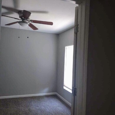 Spare room with ceiling fan, baseboards, and carp
