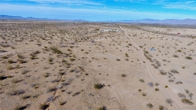 Drone / aerial view with a mountain view and view of desert
