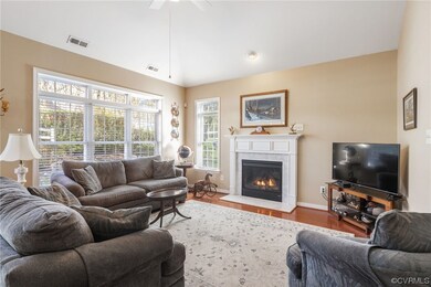Lots of windows and a gas fireplace make the Great