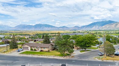 View of mountain background with nearby suburban area