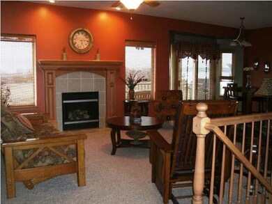 Large open floor plan that centers around the fire