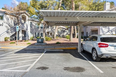 View of partially covered parking lot
