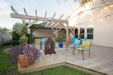 Outdoor living space under Italian Lights!