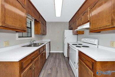 LVP flooring, wood cabinetry, stainless steel sink