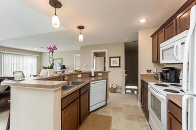 Kitchen looking into dining area