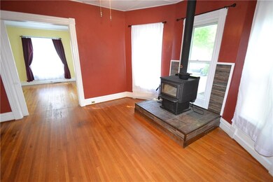 Dining room with wood stove