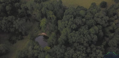 Aerial view of property and surrounding area featuring a forest