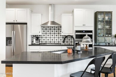 Large honed granite island