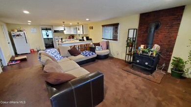 Wood-burning stove in living room