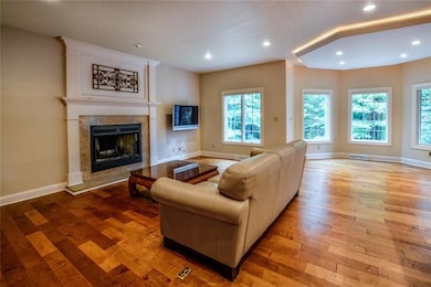 Cozy gas fireplace in the family room.