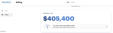 Opendoor offer at $405,400 snapshot