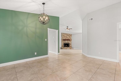 Dining area flows niceling into the living area and kitchen.