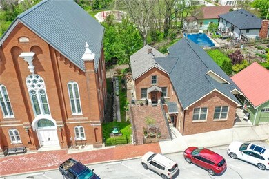Arial view of the front of the property