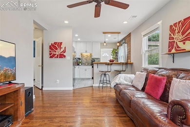 Open layout between kitchen and living.