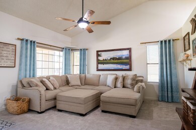 Living room with Vaulted ceilings