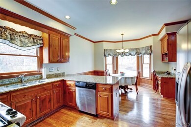 Eat-in Kitchen with granite countertops and stainl