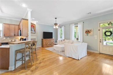 Spacious Living Room with corner fireplace