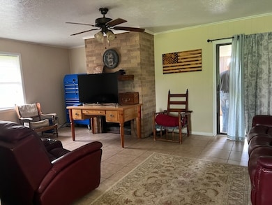 Living area with tile patterned floors, ornamental