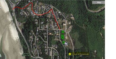 aerial photo with beach trail