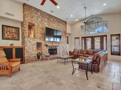 Stacked Stone Fireplace