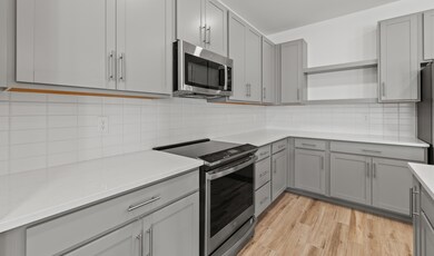 Kitchen with floating shelves