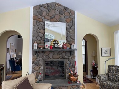 double-side stone fireplace
