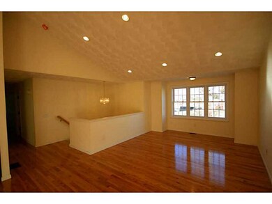 Exterior Front. Living Room with Cathedral Ceiling