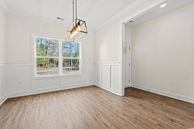 Unfurnished dining area featuring light wood-type 