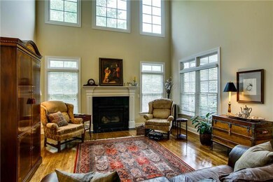 Two-story great room with fireplace
