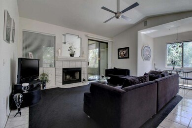 Vaulted ceiling and large windows