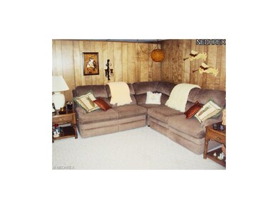 LOwer-level man cave. This room has a woodburning 
