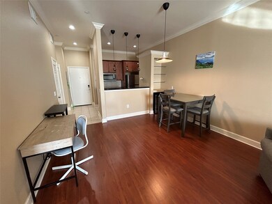 Another angle of the dining area and workspace.