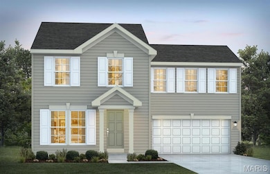 View of front of home with an attached garage, driveway, and a shingled roof