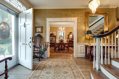 Front entryway with original cut glass