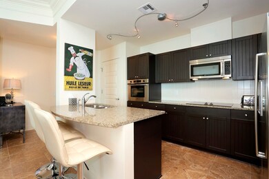 The granite countertops, custom backsplash and a b