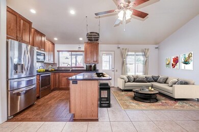 digitally staged kitchen and family room