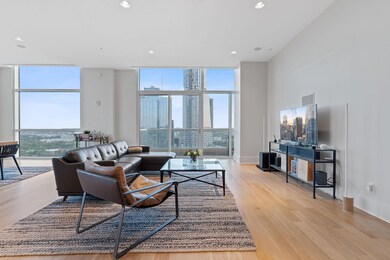 Living room featuring light wood-type flooring, p