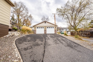 View of detached garage