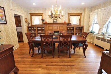 Dining Room with built-in shelving, gas fireplace 