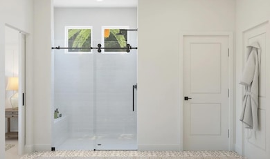 Glass shower enclosure in primary bath