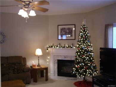 Family room with corner gas fireplace