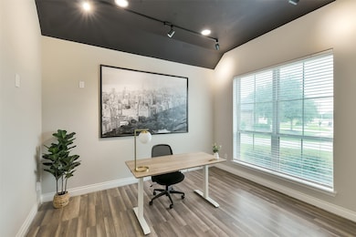 Bright and spacious study with accent ceiling, dou
