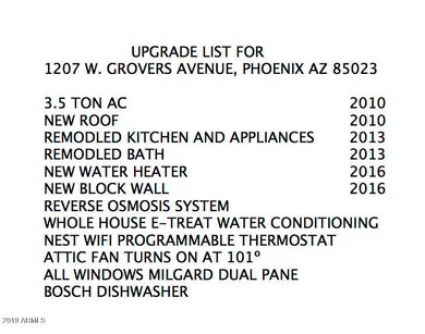 Upgrade List 1207 W Grovers