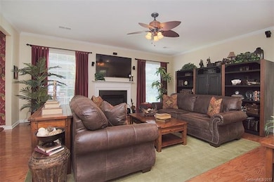 Living room with cozy fireplace